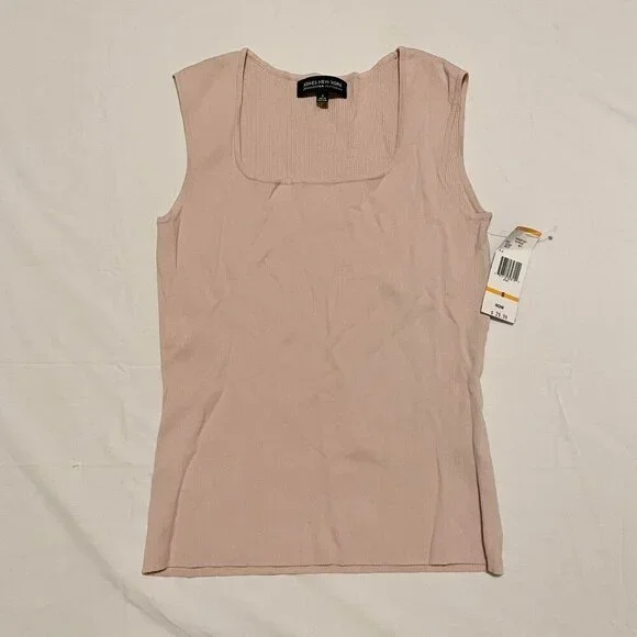 Vtg Jones New York Womens Shirt Top SM Ribbed Platinum Collection Sleeveless - Picture 1 of 14
